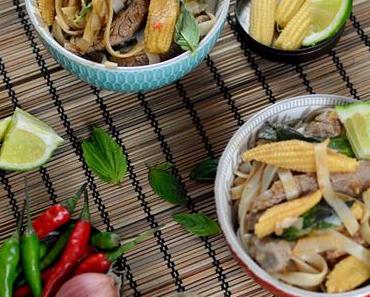 Thai Reisnudeln mit Chili und Rindfleisch
