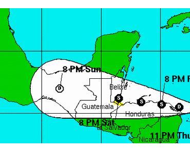 Tropisches Tief 8 im Atlantik (potentiell HARVEY): Warnstufe "Sturmbeobachtung" Guatemala - Riviera Maya (Yucatán) bleibt wahrscheinlich verschont