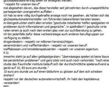 Kommentar von Konstantin Wecker zur ganzseitigen Werbung der Glücksspiel-Automaten-Hersteller in der BILD