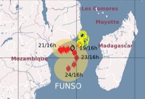 Tropischer Sturm FUNSO vor Mosambik wird voraussichtlich zu einem Major Hurrikan