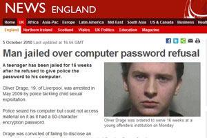 19 jähriger muss 16 Wochen in den Knast weil er sein Passwort nicht verraten hat