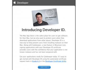 Apple sendet E-Mail an Entwickler: Developer ID angekündikt