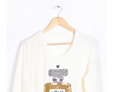 Pullover mit Parfumflakon Motiv