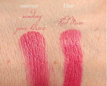 Vergleich: essence "sending you kisses" vs. DIOR "Red Muse"