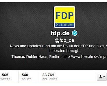 TWITTER. Die FDP gewinnt über Nacht mehr als 30.000 Follower Schuld ist der Hurensohn