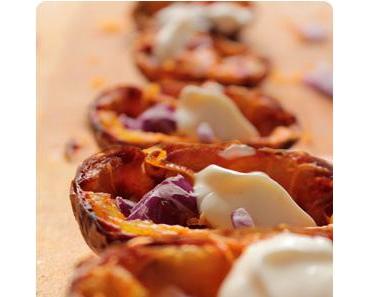 Roasted Potato Skins with Cheese and Onions
