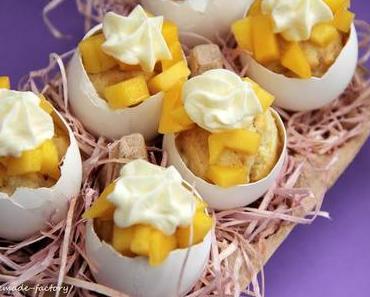 Rübli Kuchen im Ei mit Mango und Eierlikörfrosting