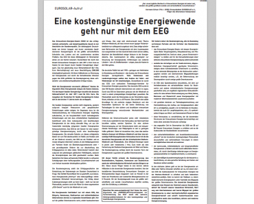 Eurosolar startet Anzeigen-Kampagne als Werbung für EEG