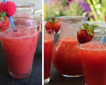 Heute gibt es mal keinen Kuchen sondern - Wassermelonen-Erdbeer-Limo bei dieser Hitze