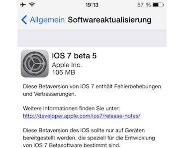 [Download] iOS 7 Beta5 für Entwickler veröffentlicht, überwiegend Bugfixes