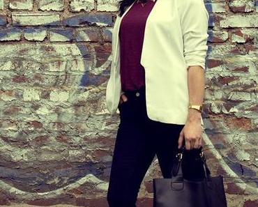 Outfit: a white blazer and the colors of fall