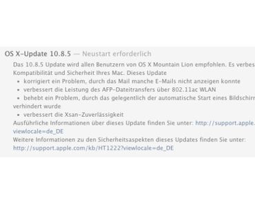 Apple veröffentlicht OS X 10.8.5