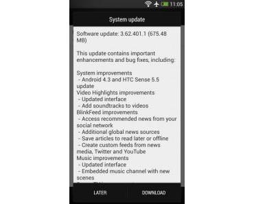 Systemupdate auf 3.62.401.1 für das HTC One verfügbar