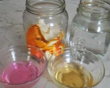 Putztipp: Reiniger aus Orangen- Zitronen- oder Grapefruitschalen  und Essig (ider Alkohol)