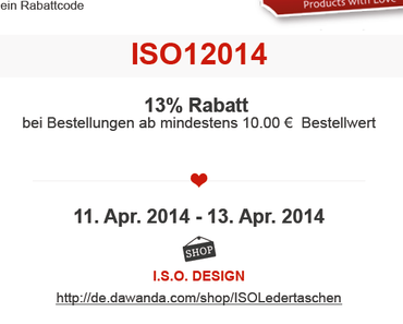 13% Rabatt bis 13.April bei Dawanda