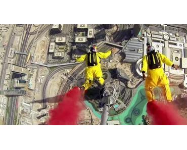 BASE Jump vom höchsten Gebäude der Welt