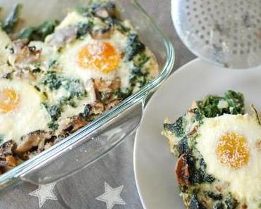 Gebackene Eier mit Spinat / Baked eggs with spinach