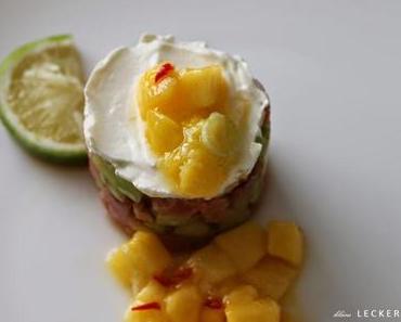 Tatar vom Seesaibling mit scharfer Mango-Salsa