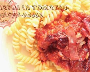 Spirelli mit Tomaten-Orangensoße und Bacon