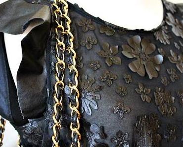 Ootd:  Black Tull and Leather Top & Chanel