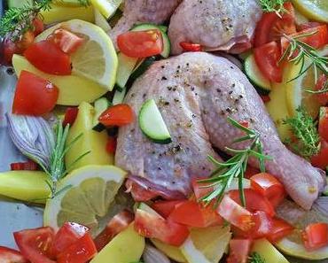 Hausmannskost: Hähnchenkeulen vom Blech