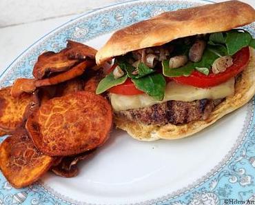 Lammburger mit selbstgebackenem Burgerbrötchen & Süßkartoffelchips