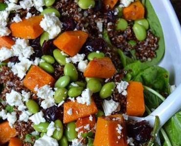 Savoury Wednesday: Quinoa Salat mit Baby-Spinat, Butternuss Kürbis und Cranberries