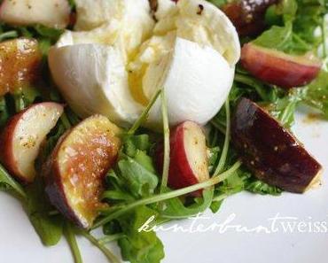 Summer meets Autumn Salat – Büffelmozarella, Feige und Nektarine auf Ruculasalat – Dazu: Riesling!