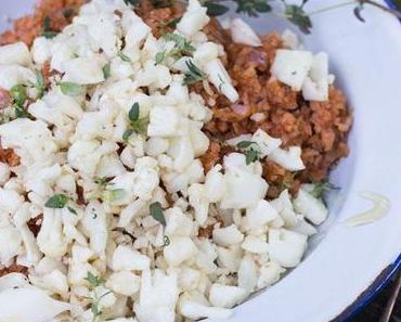 Roter Buchweizenbulgur mit geröstetem Blumenkohl, nur Mut bei pingeligen Kindern!