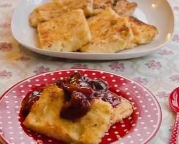 Grießschnitten und Grießpfludde mit Zwetschgenkompott