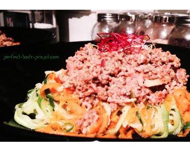 Falsche Spaghetti mit Rinderhackfleisch