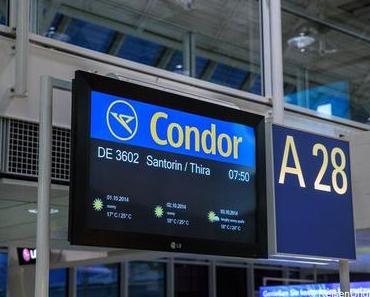 Überraschung beim Flug mit Condor nach Santorini