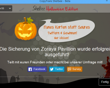 CopyTrans Shelbee Halloween Edition – Jetzt mitmachen und 4×1 iTunes Karte gewinnen!