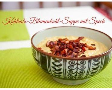 Kohlrabi-Blumenkohl-Suppe mit Speck