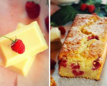 Weißer Schokoladenkuchen mit Himbeeren