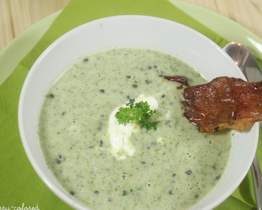 Linsen-Petersilienwurzelsuppe mit krossem Schinken