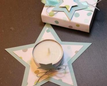 Kerze und Streichholzschachtel im gleichen Look