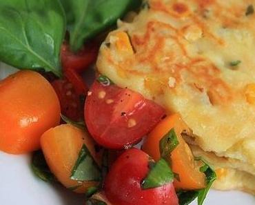 {Rezept} Mais-Ricotta Puffer mit Tomaten-Salsa