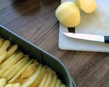 Einfacher Apfelkuchen mit weißer Schokolade