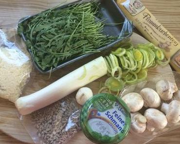 Flammkuchen mit Championgs & Rucola Salat