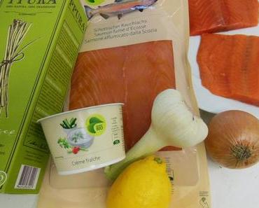 Fettucce mit Lachssauce und Wildlachsfilets