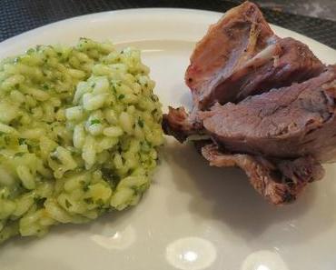 Wildschweinhaxe im Römertopf geschmort