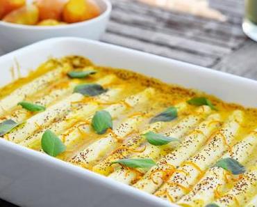 weißer Spargel in Orangen-Mohn-Sauce