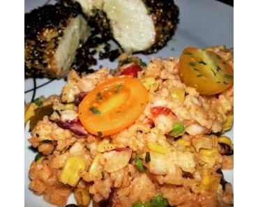 Mexikanischer Reissalat mit Honig-Sesamhuhn