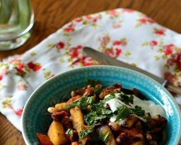 Schnelle Auberginenpfanne mit Minze